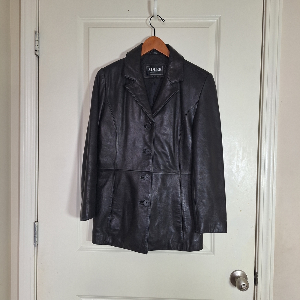 Alder Collection Women's Black Genuine Leather Button Jacket Size S